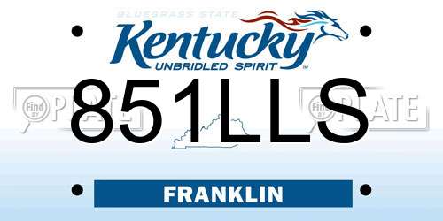 851LLS Kentucky License Plate