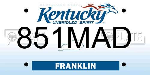 851MAD Kentucky License Plate