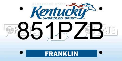 851PZB Kentucky License Plate