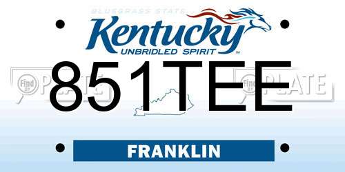 851TEE Kentucky License Plate