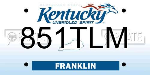 851TLM Kentucky License Plate