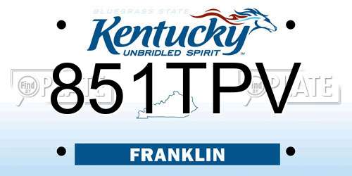 851TPV Kentucky License Plate
