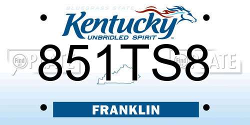 851TS8 Kentucky License Plate