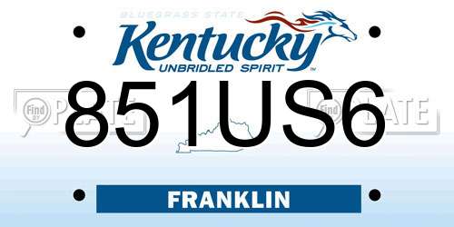 851US6 Kentucky License Plate