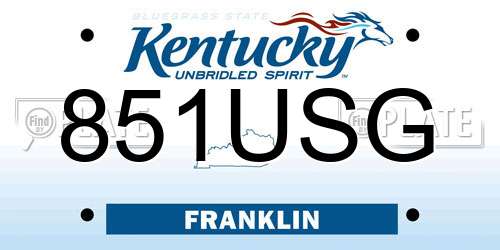 851USG Kentucky License Plate