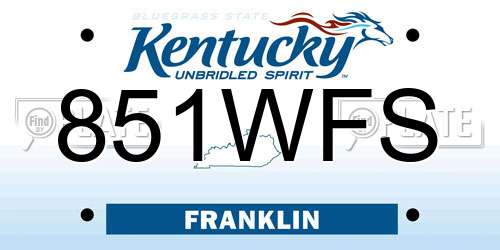 851WFS Kentucky License Plate