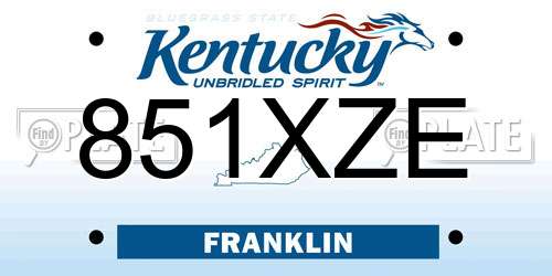 851XZE Kentucky License Plate