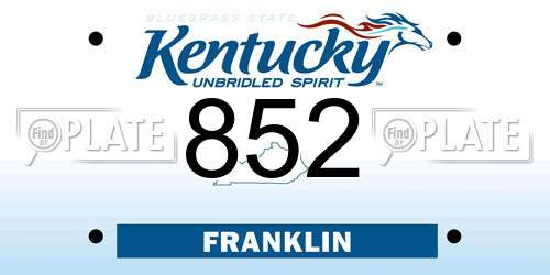 852 Kentucky License Plate