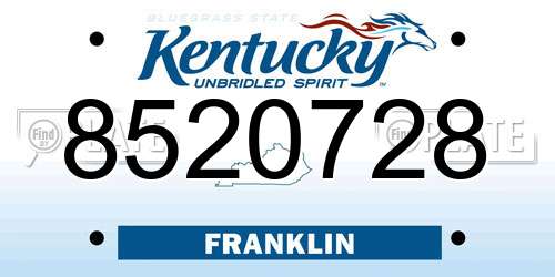 8520728 Kentucky License Plate