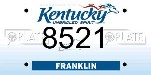 8521 Kentucky License Plate