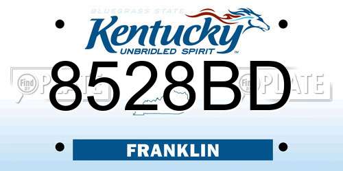 8528BD Kentucky License Plate