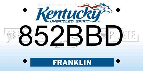 852BBD Kentucky License Plate
