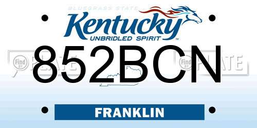 852BCN Kentucky License Plate