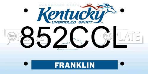 852CCL Kentucky License Plate