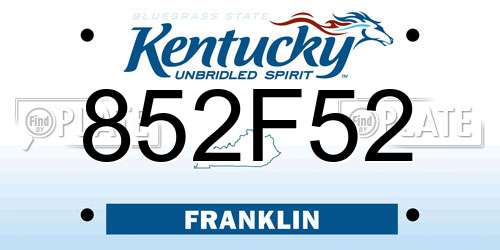 852F52 Kentucky License Plate