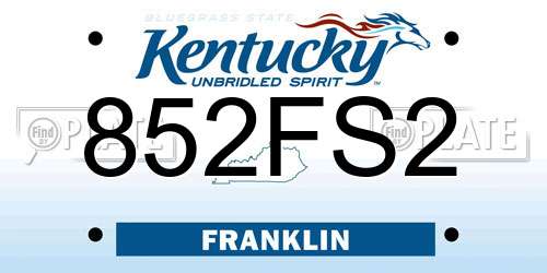 852FS2 Kentucky License Plate