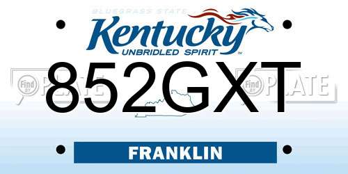 852GXT Kentucky License Plate