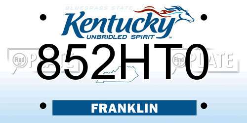852HT0 Kentucky License Plate