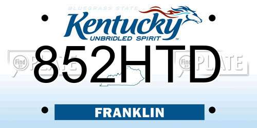 852HTD Kentucky License Plate