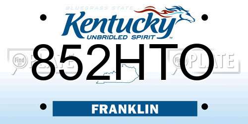 852HTO Kentucky License Plate