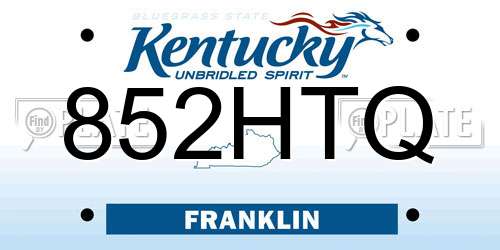 852HTQ Kentucky License Plate