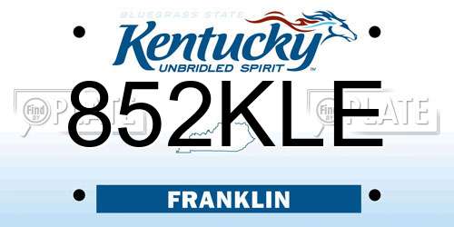 852KLE Kentucky License Plate