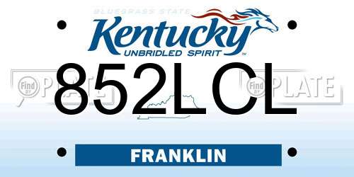 852LCL Kentucky License Plate