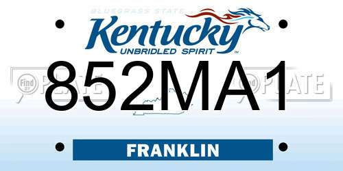 852MA1 Kentucky License Plate