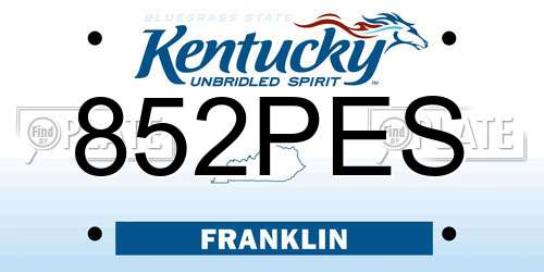 852PES Kentucky License Plate