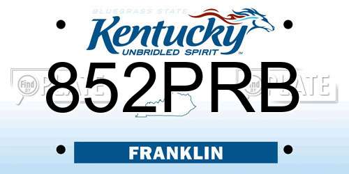 852PRB Kentucky License Plate