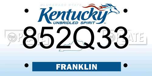 852Q33 Kentucky License Plate