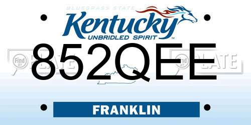 852QEE Kentucky License Plate