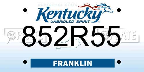 852R55 Kentucky License Plate