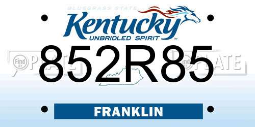 852R85 Kentucky License Plate