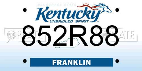 852R88 Kentucky License Plate