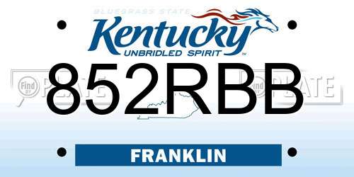 852RBB Kentucky License Plate