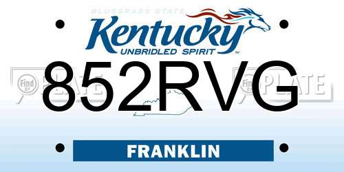 852RVG Kentucky License Plate