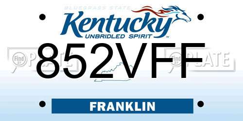 852VFF Kentucky License Plate