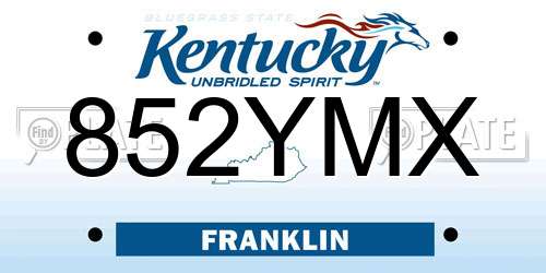 852YMX Kentucky License Plate