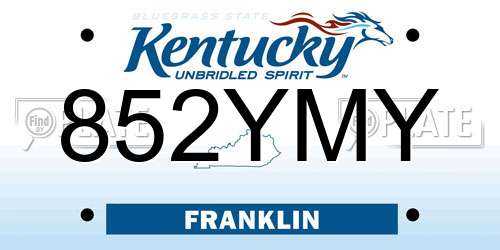 852YMY Kentucky License Plate