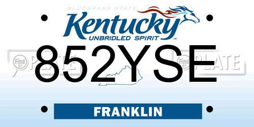 852YSE Kentucky License Plate