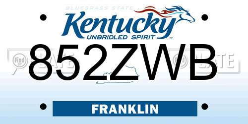852ZWB Kentucky License Plate