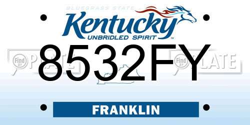 8532FY Kentucky License Plate