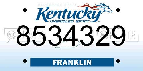 8534329 Kentucky License Plate