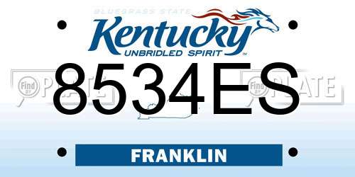 8534ES Kentucky License Plate