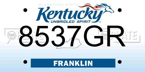 8537GR Kentucky License Plate