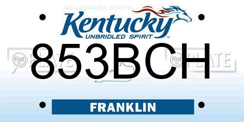 853BCH Kentucky License Plate