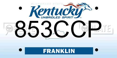 853CCP Kentucky License Plate