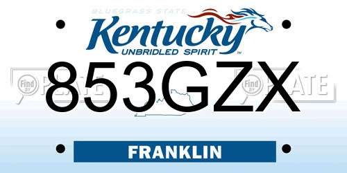 853GZX Kentucky License Plate
