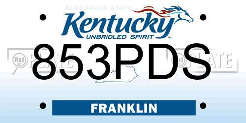853PDS Kentucky License Plate